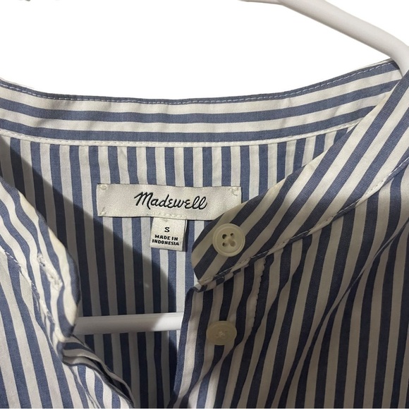 madewell Blue & White Striped Button Down Top w/Bell Sleeves - Picture 6 of 9
